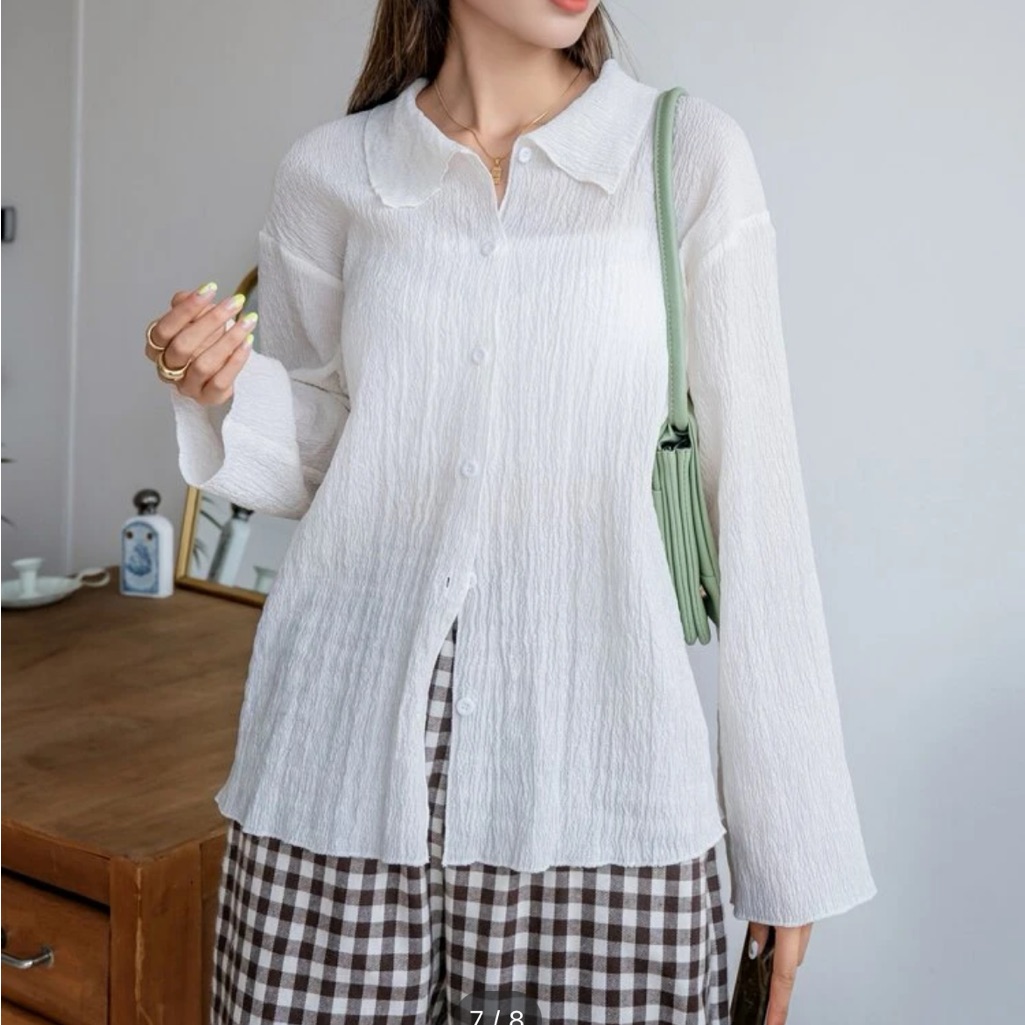 Shein- Dazy Solid Drop Shoulder Button Up Shirt